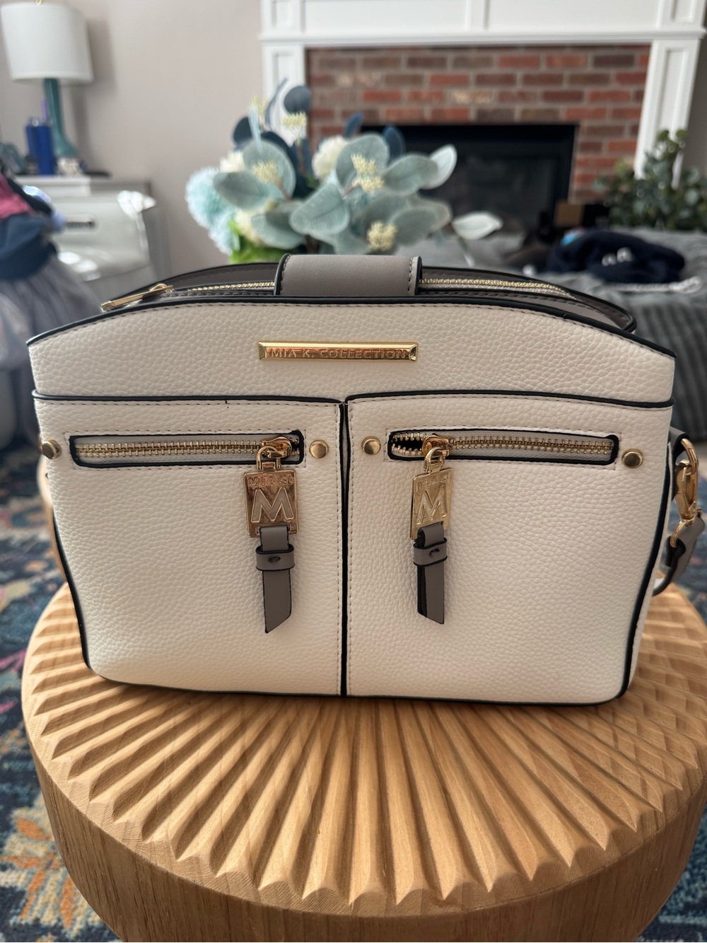 MKF Collection Zoely Vegan Leather Women's Crossbody Bag by Mia K Cream Gray
